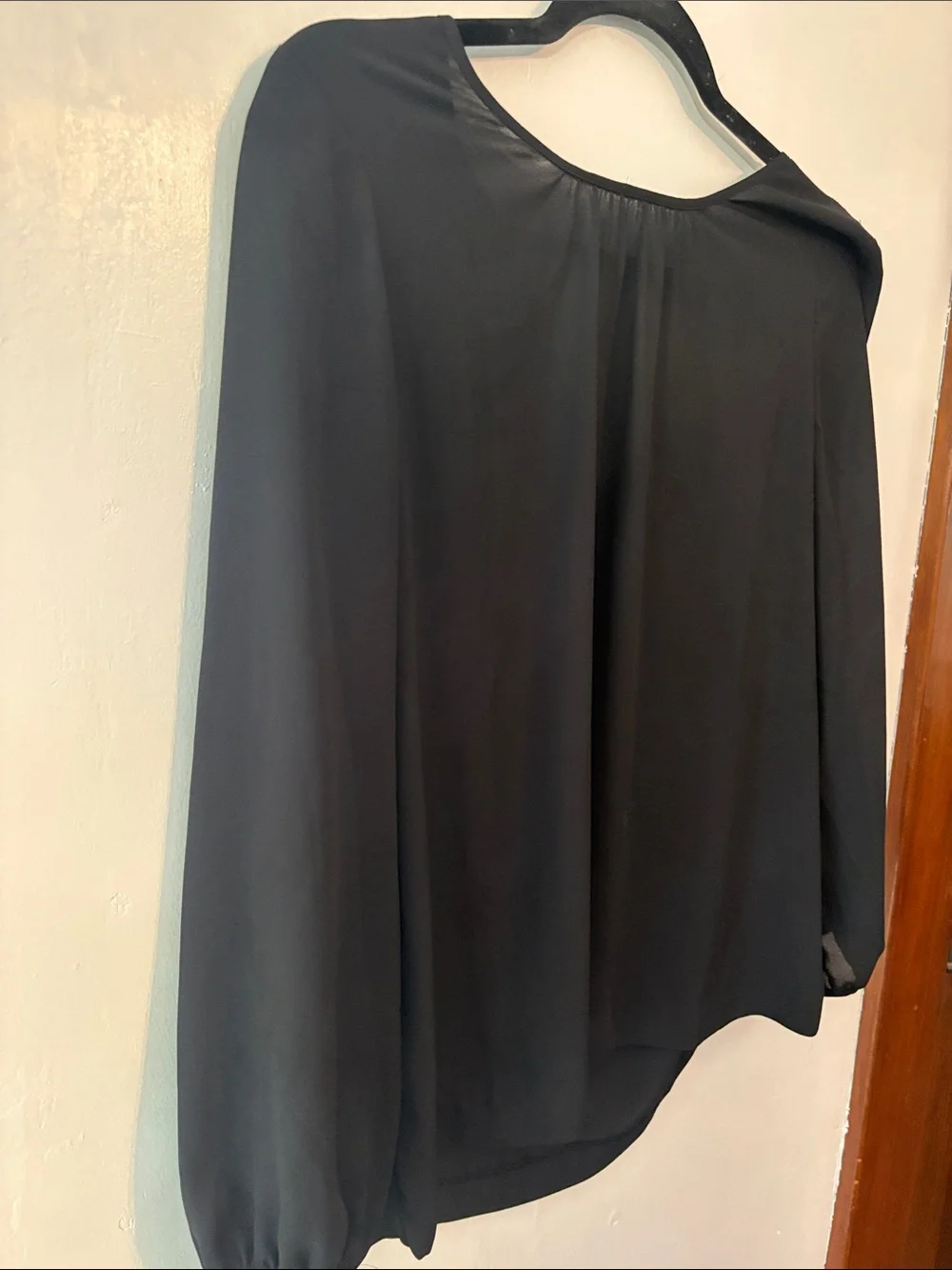 J. Crew Black Long-Sleeve Peasant Blouse with Back Tie Size 2